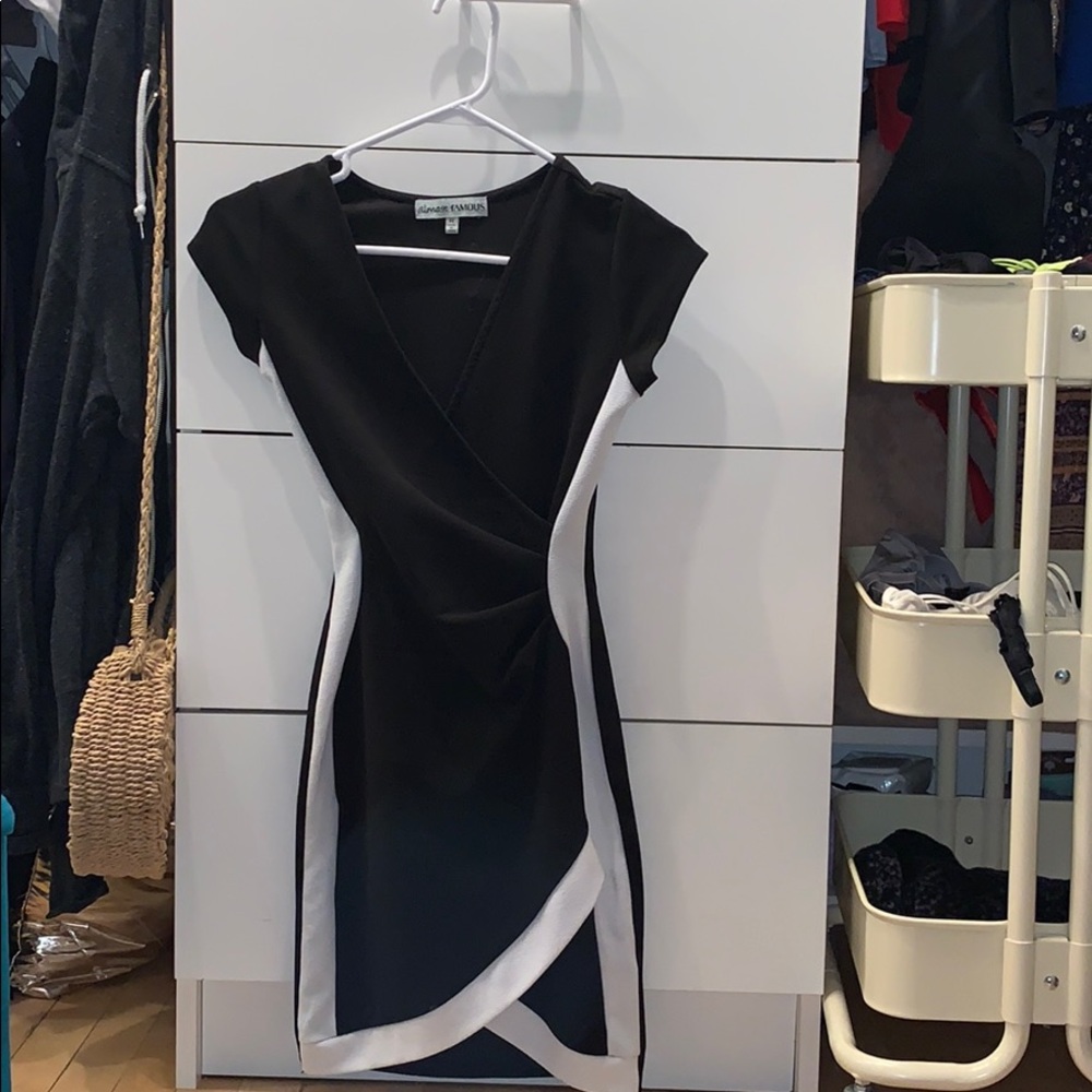 Black and White Fitted Dress